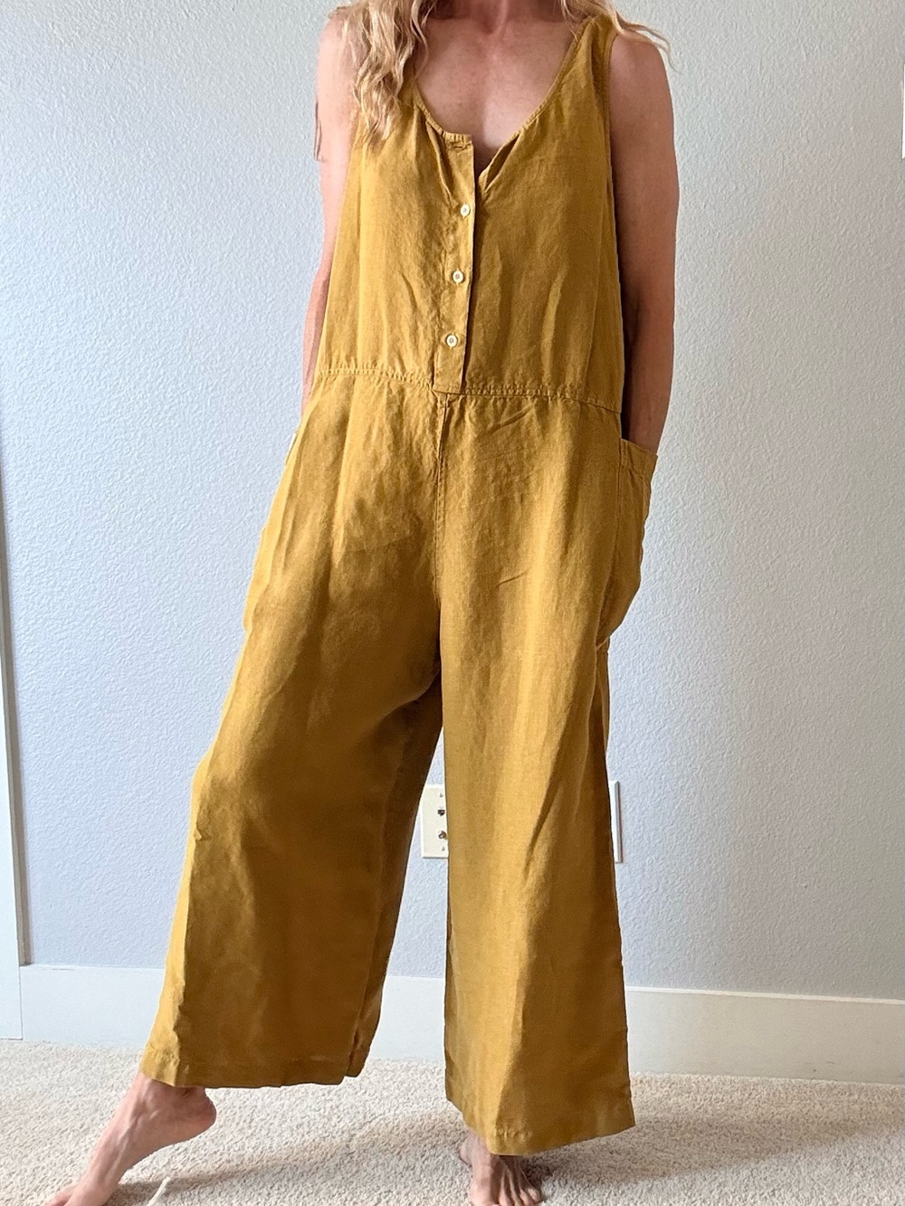 Sleeveless Mustard Wide-Leg Jumpsuit
